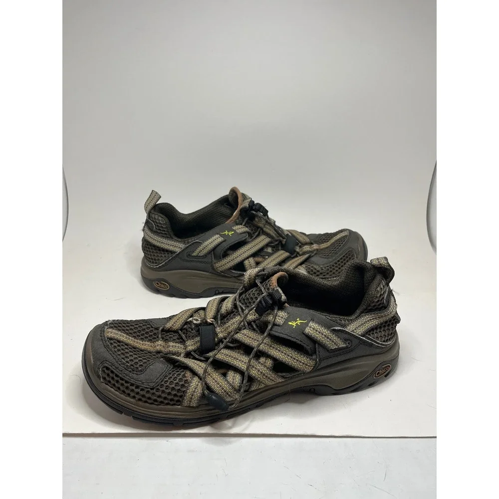 Chaco Mens Hiking Water Shoes Size 10 Brown Mesh Bungee Lacing Rugged Outsole